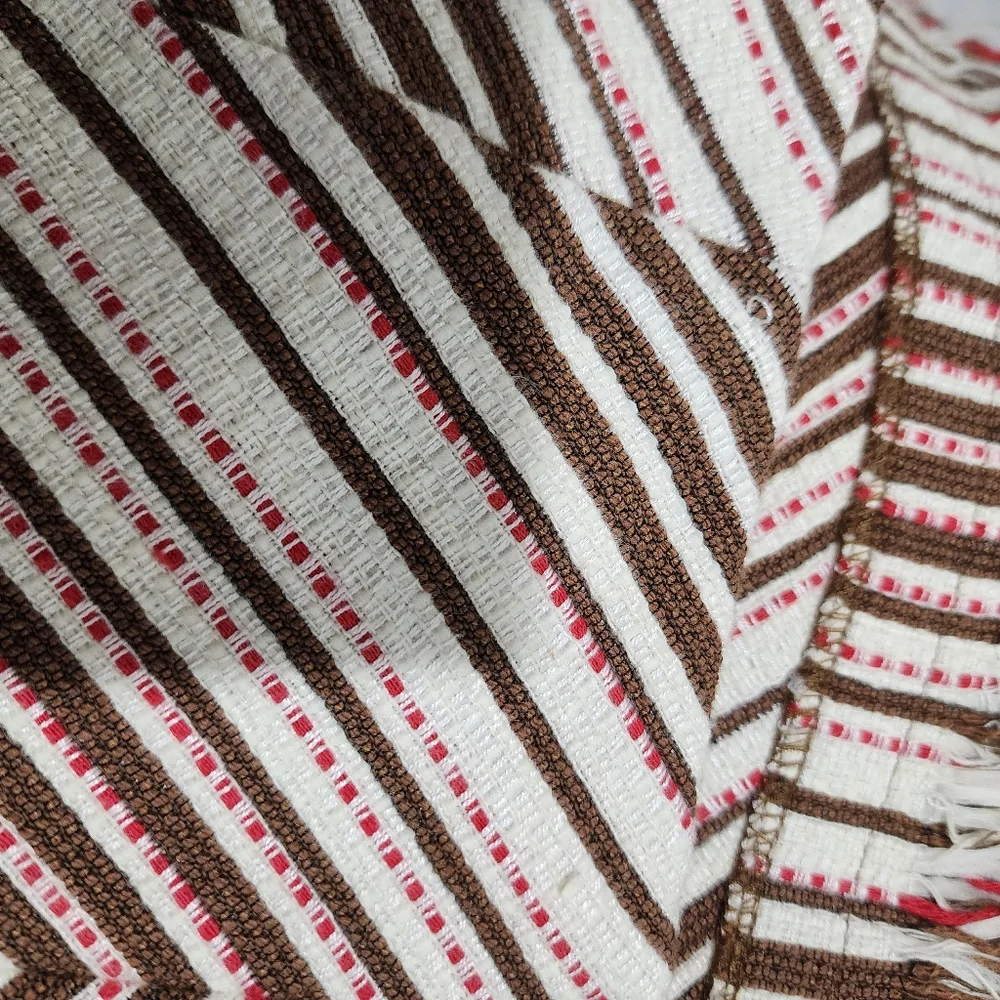 Worth Chevron Fringe Pencil Skirt Cream Brown Muiltcolor sz 8 - Picture 4 of 7